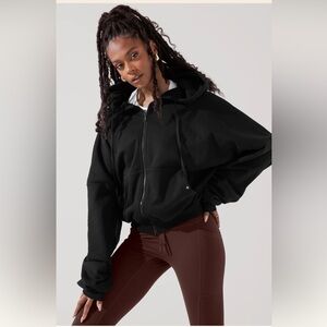 Pop flex Zip Cloud Hoodie - Black